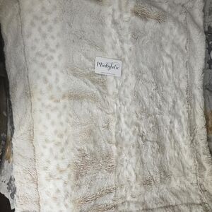 Minky Fleece Blanket in Cream and Brown